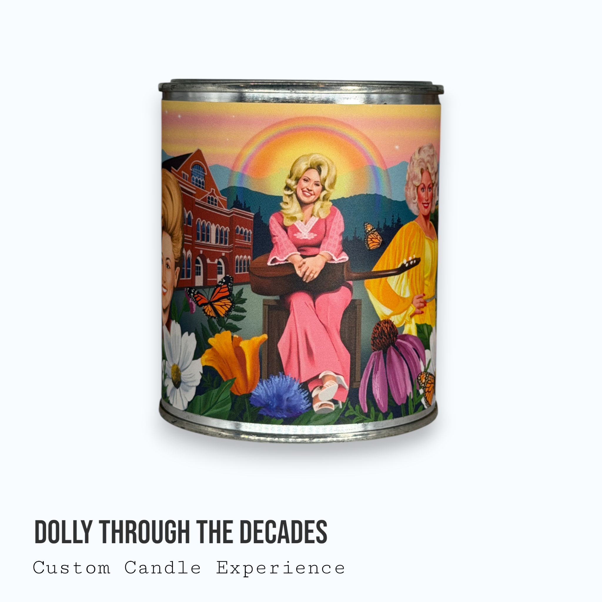 Dolly Through The Decades Custom Candle