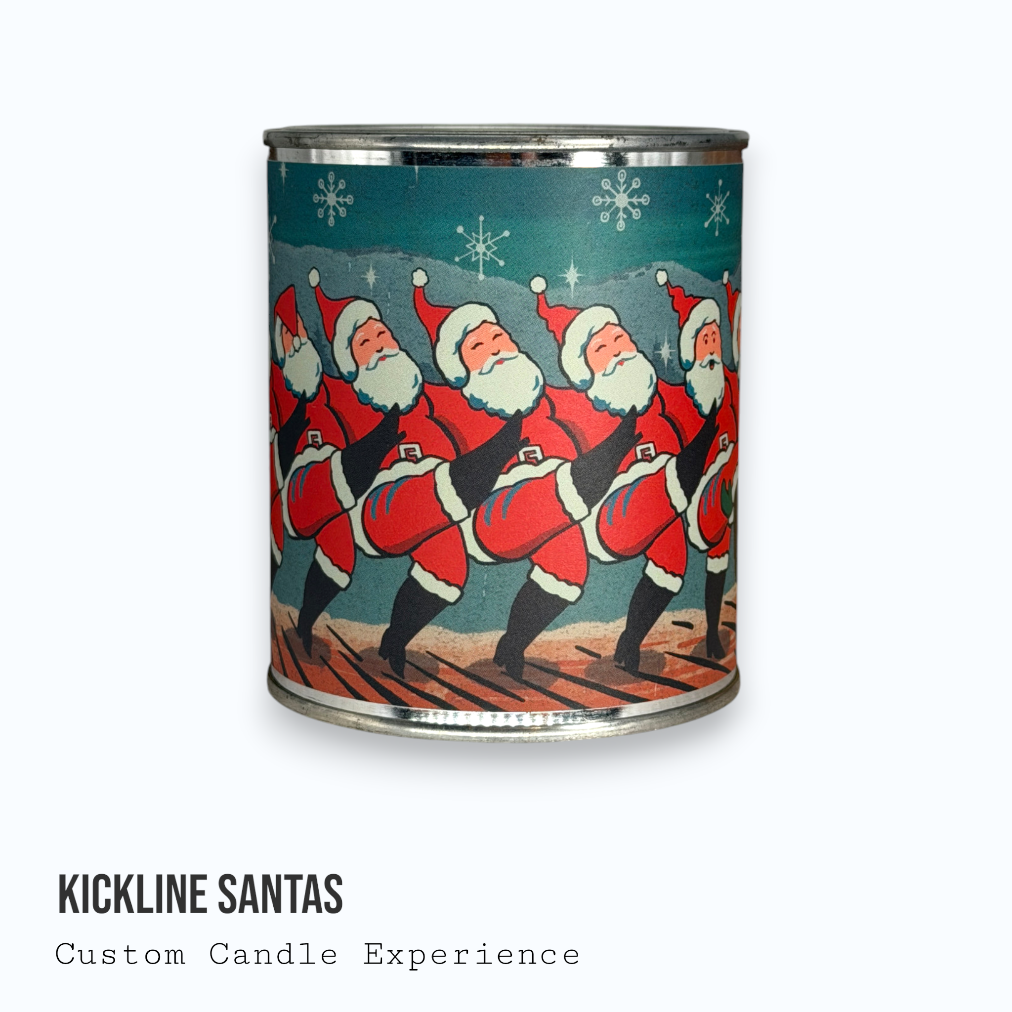 Kickline Santa Custom Candle
